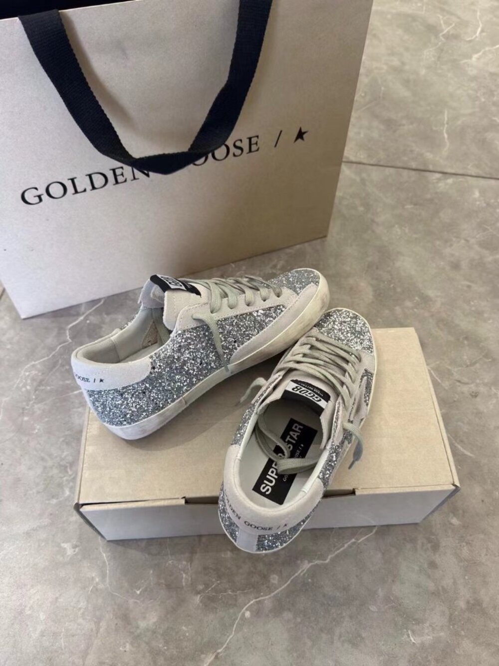 Golden Goose Women's Sneakers with Silver Glitter Star - Picture 4 of 5